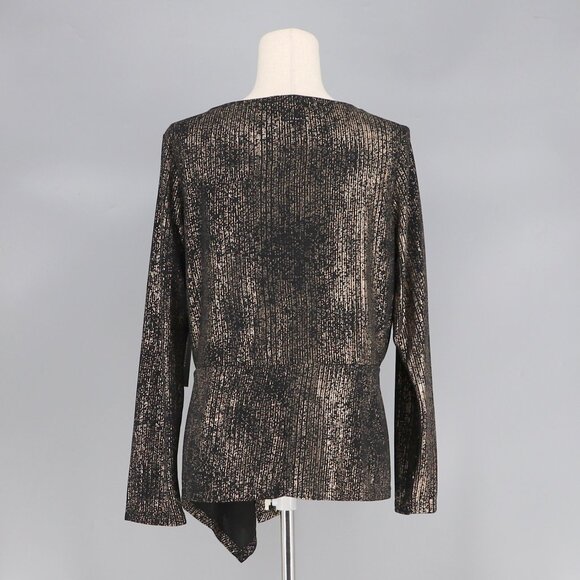 NWT DONNA KARAN New York Women's Foil Knit Cinch Waist Long Sleeves Top Size M - Picture 5 of 9